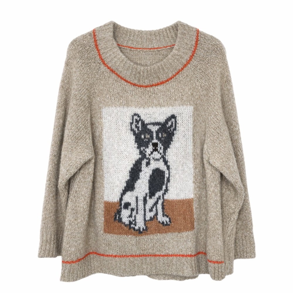 Aerie French Bulldog Graphic Knit Sweater Plus Size XXL Novelty Cozy Pet Dog